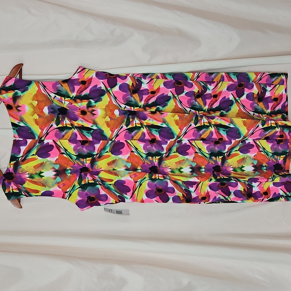 Ronni Nicole Floral Sheath Dress Women’s 12 Bold Colorful Artsy Summer Dress - Picture 4 of 8
